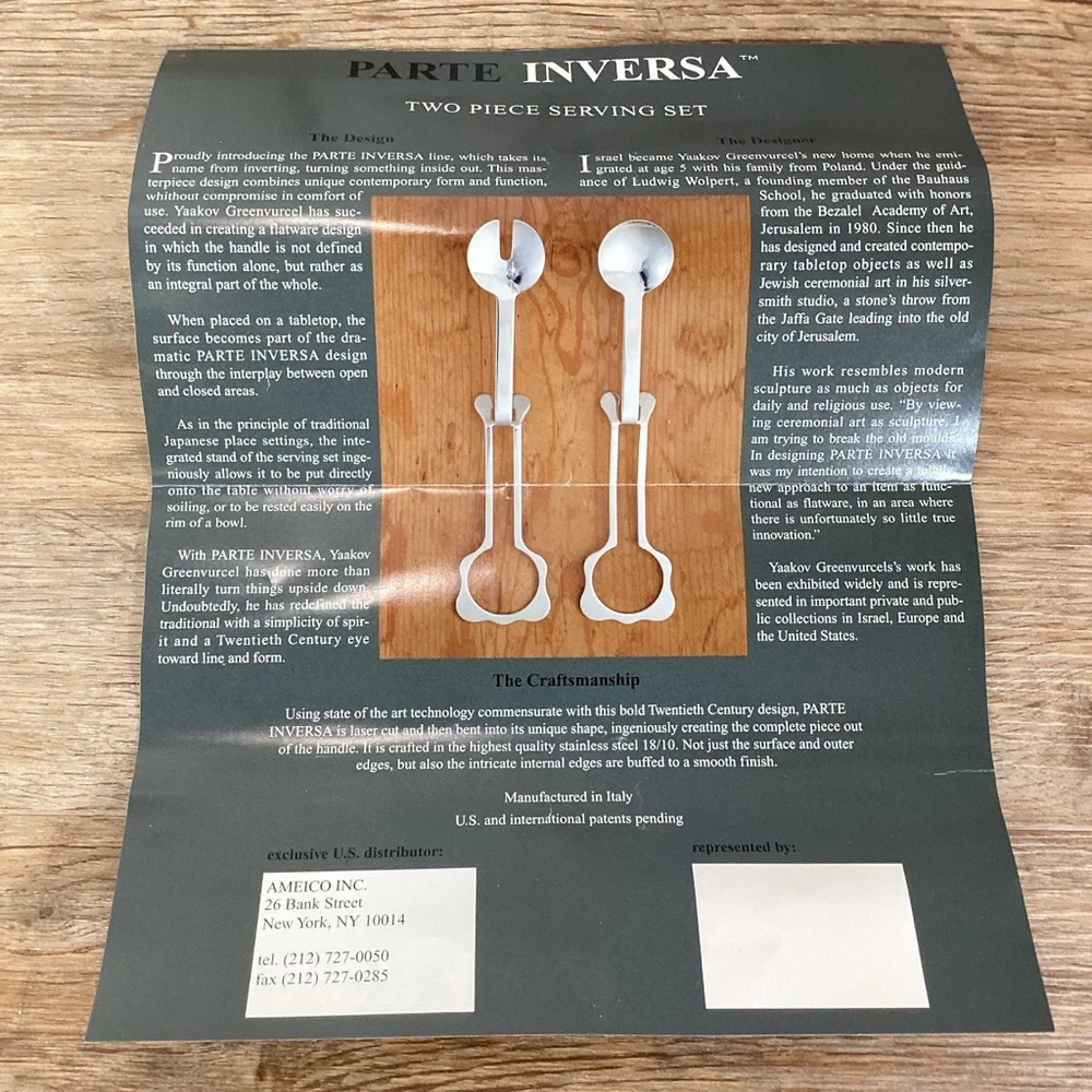 Parte Inversa (Stainless 18/10) by Ameico Two Piece Salad Serving Set